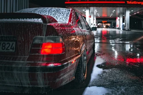 Vehicle exterior being washed